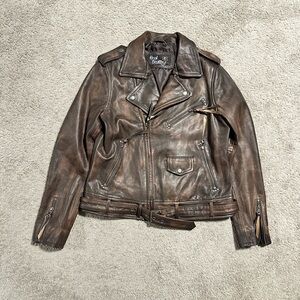 Vintage Real Leather Brown Leather Biker Jacket